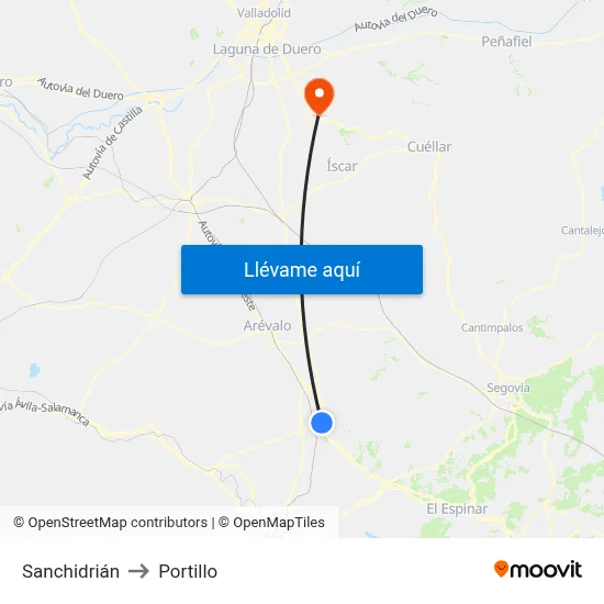 Sanchidrián to Portillo map