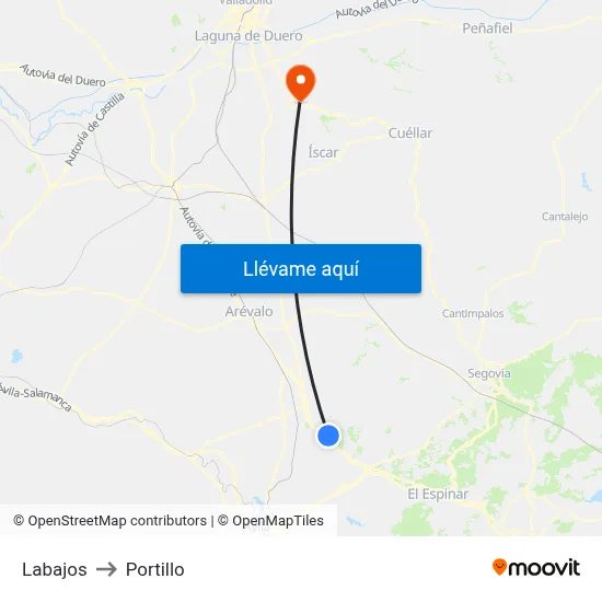Labajos to Portillo map