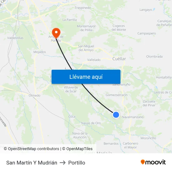 San Martín Y Mudrián to Portillo map