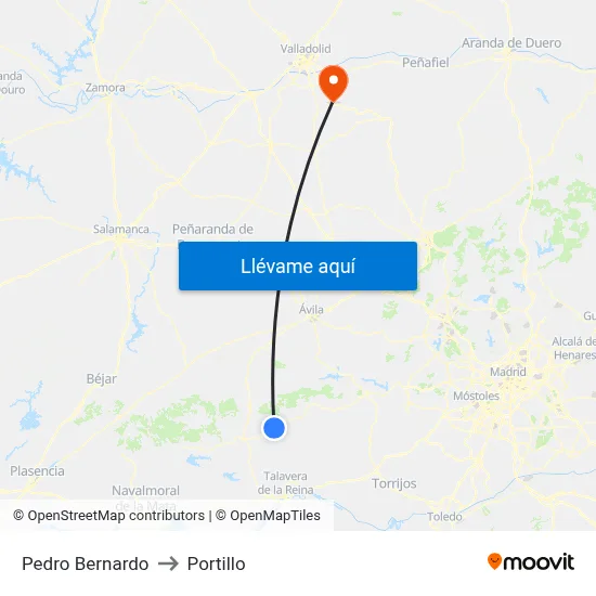 Pedro Bernardo to Portillo map