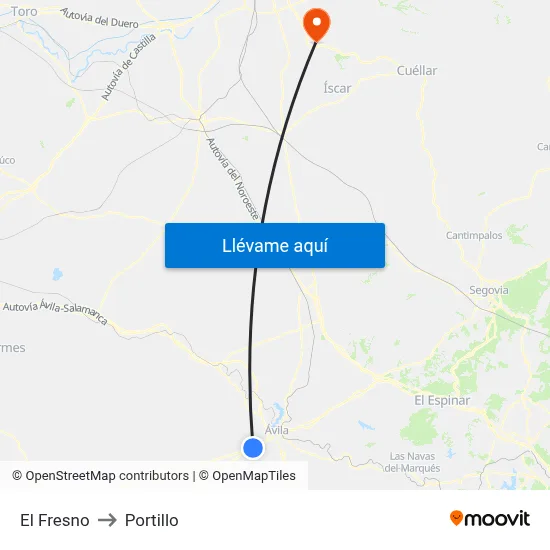 El Fresno to Portillo map