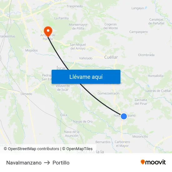Navalmanzano to Portillo map