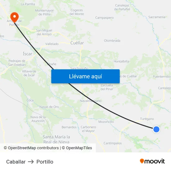 Caballar to Portillo map