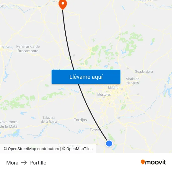 Mora to Portillo map