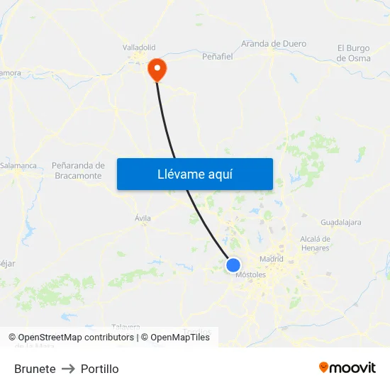 Brunete to Portillo map
