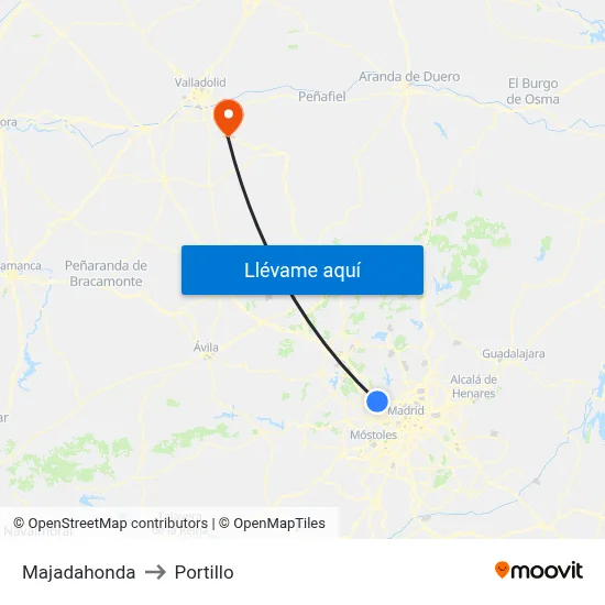 Majadahonda to Portillo map