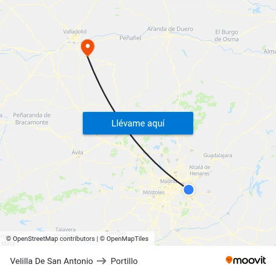 Velilla De San Antonio to Portillo map