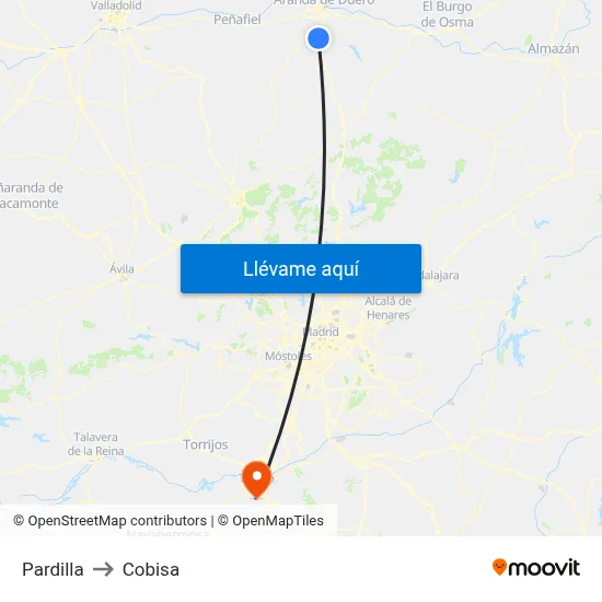 Pardilla to Cobisa map