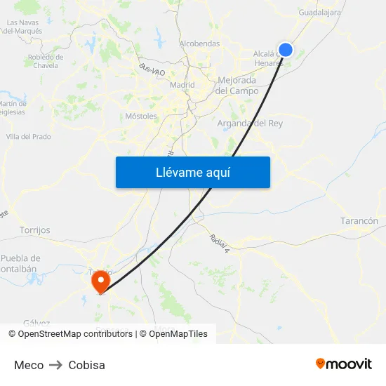Meco to Cobisa map
