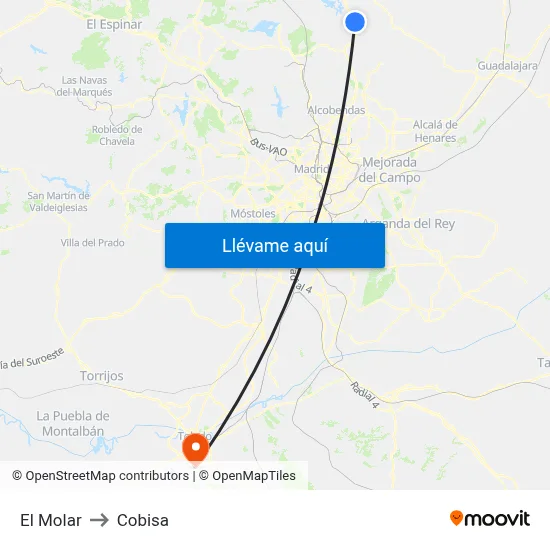 El Molar to Cobisa map