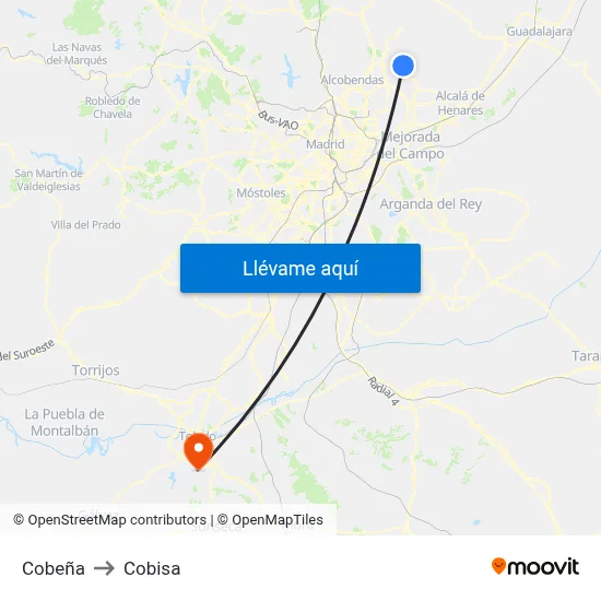 Cobeña to Cobisa map