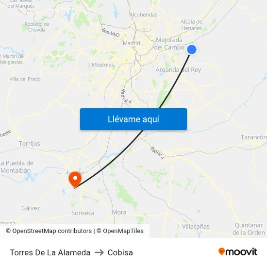 Torres De La Alameda to Cobisa map