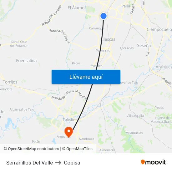 Serranillos Del Valle to Cobisa map