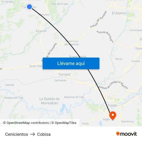 Cenicientos to Cobisa map