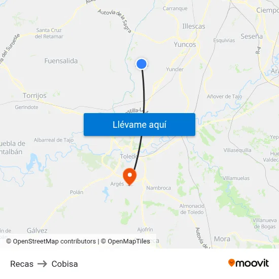 Recas to Cobisa map