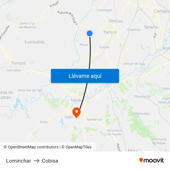 Lominchar to Cobisa map