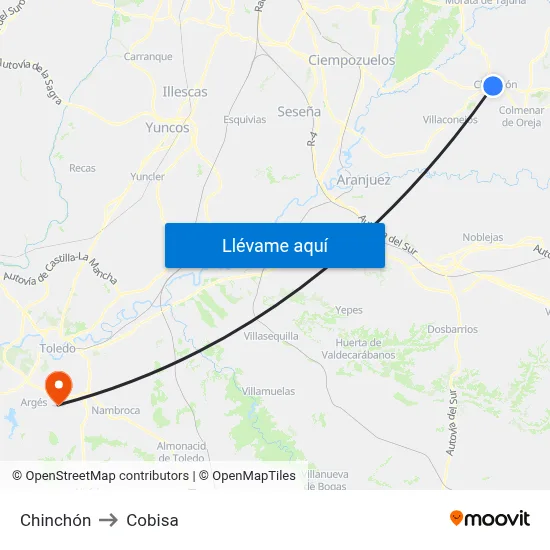 Chinchón to Cobisa map