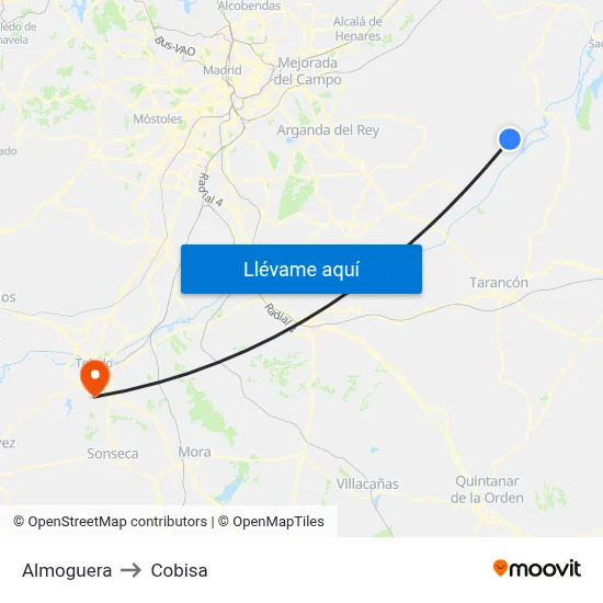 Almoguera to Cobisa map