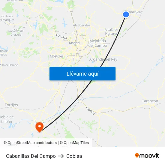 Cabanillas Del Campo to Cobisa map