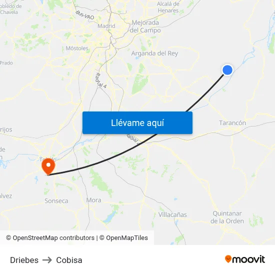 Driebes to Cobisa map
