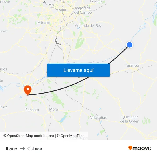 Illana to Cobisa map