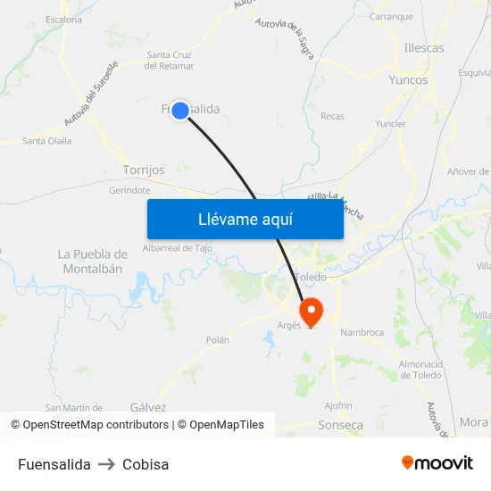 Fuensalida to Cobisa map