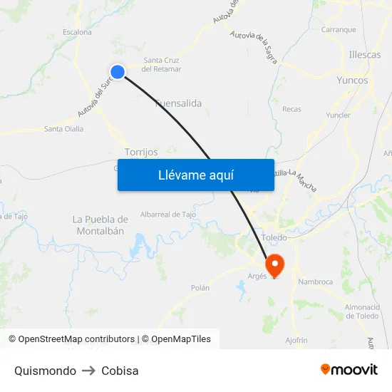 Quismondo to Cobisa map