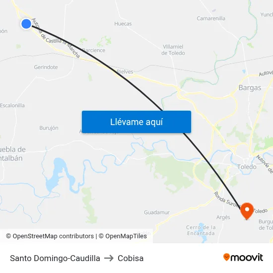 Santo Domingo-Caudilla to Cobisa map