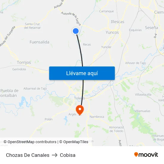 Chozas De Canales to Cobisa map