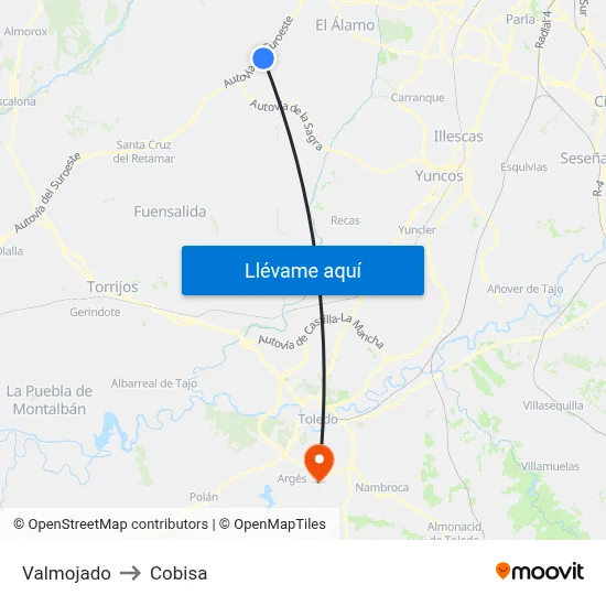 Valmojado to Cobisa map