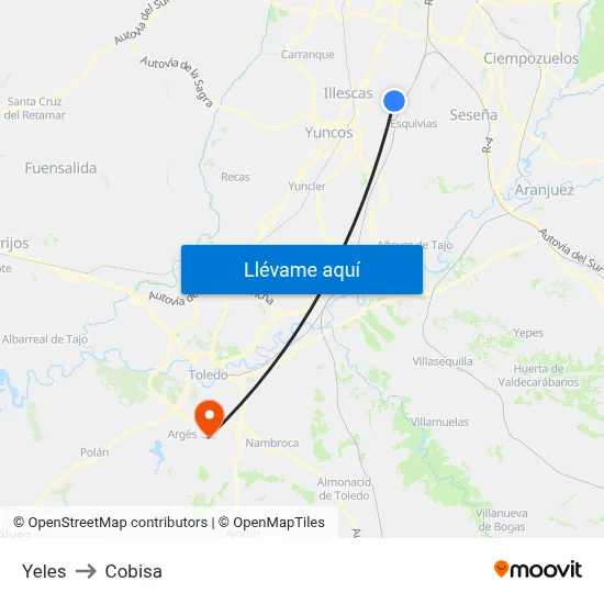 Yeles to Cobisa map