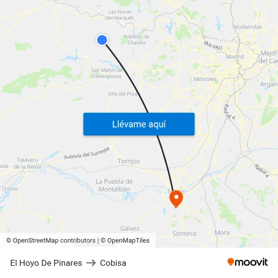 El Hoyo De Pinares to Cobisa map