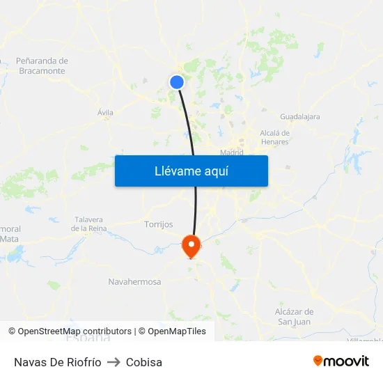 Navas De Riofrío to Cobisa map