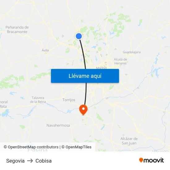 Segovia to Cobisa map