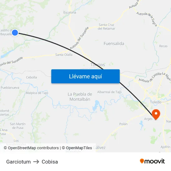 Garciotum to Cobisa map