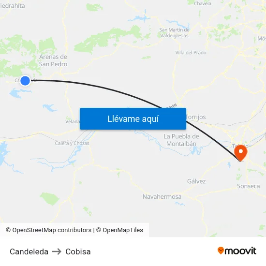 Candeleda to Cobisa map