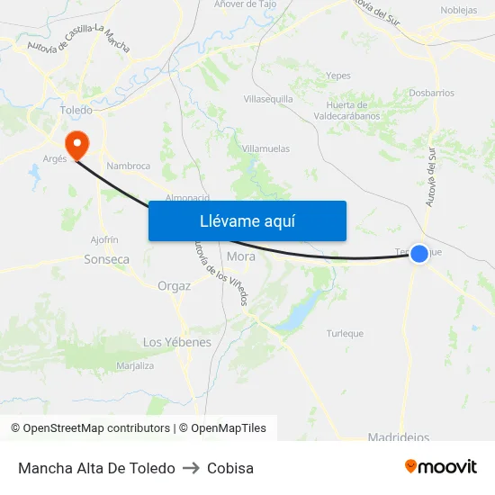 Mancha Alta De Toledo to Cobisa map