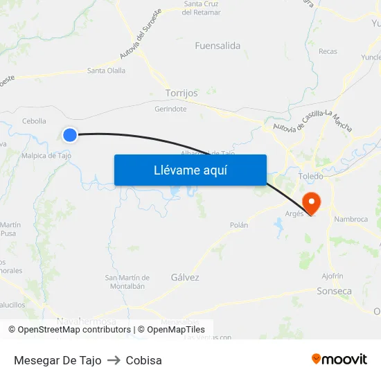 Mesegar De Tajo to Cobisa map