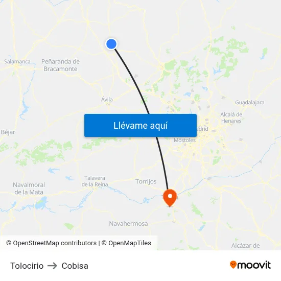 Tolocirio to Cobisa map