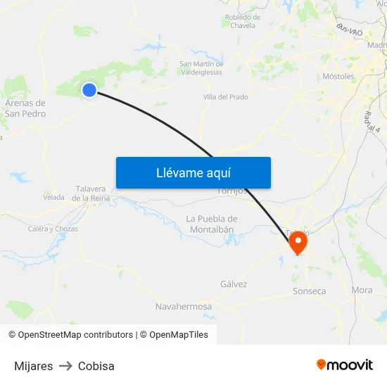 Mijares to Cobisa map