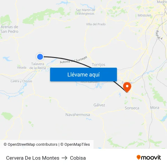 Cervera De Los Montes to Cobisa map
