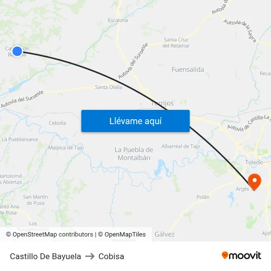 Castillo De Bayuela to Cobisa map