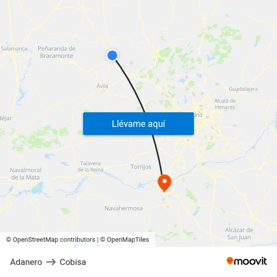 Adanero to Cobisa map