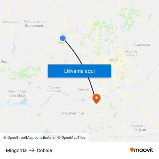 Mingorría to Cobisa map