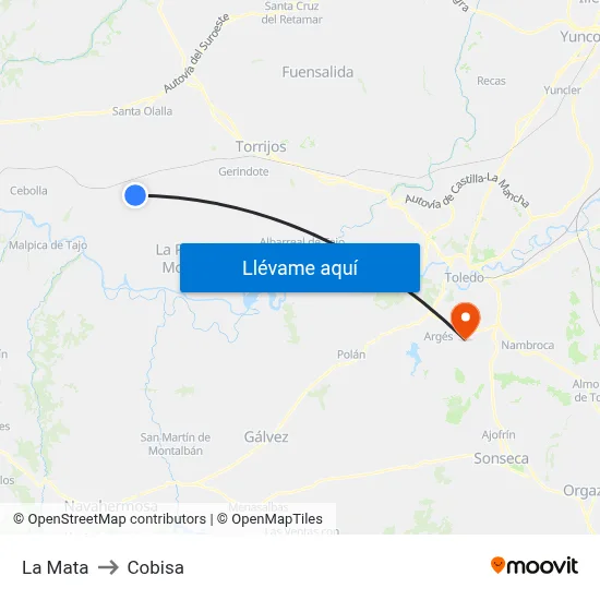 La Mata to Cobisa map