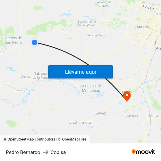 Pedro Bernardo to Cobisa map