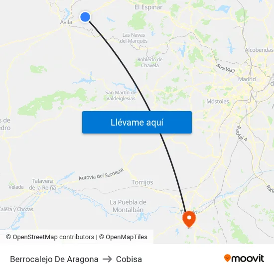 Berrocalejo De Aragona to Cobisa map