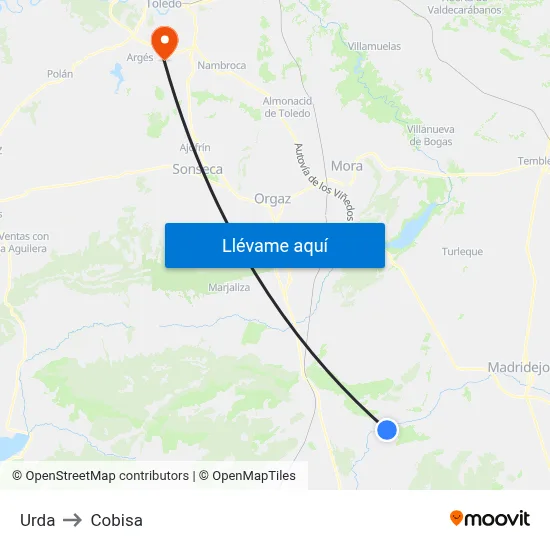 Urda to Cobisa map