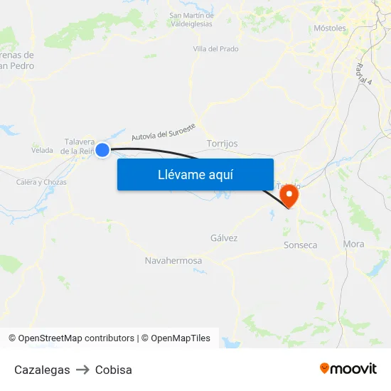 Cazalegas to Cobisa map