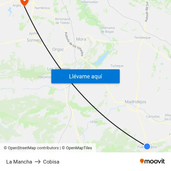La Mancha to Cobisa map
